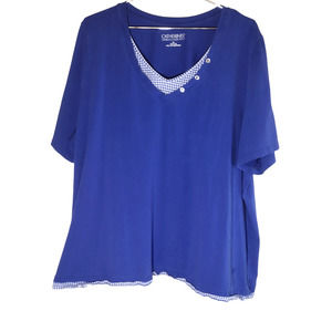 Catherines Plus Black Cotton Gingham Duet Top Blouse Tunic 2X, 22/24W